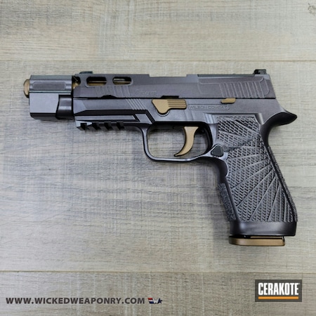 Powder Coating: Two Tone,S.H.O.T,Sig Sauer,Sig P320,Wicked Weaponry,P320,Burnt Bronze H-148,CARBON GREY E-240