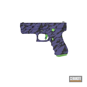 Custom Glock 19 Pistol Cerakoted Using Zombie Green And Nra Blue