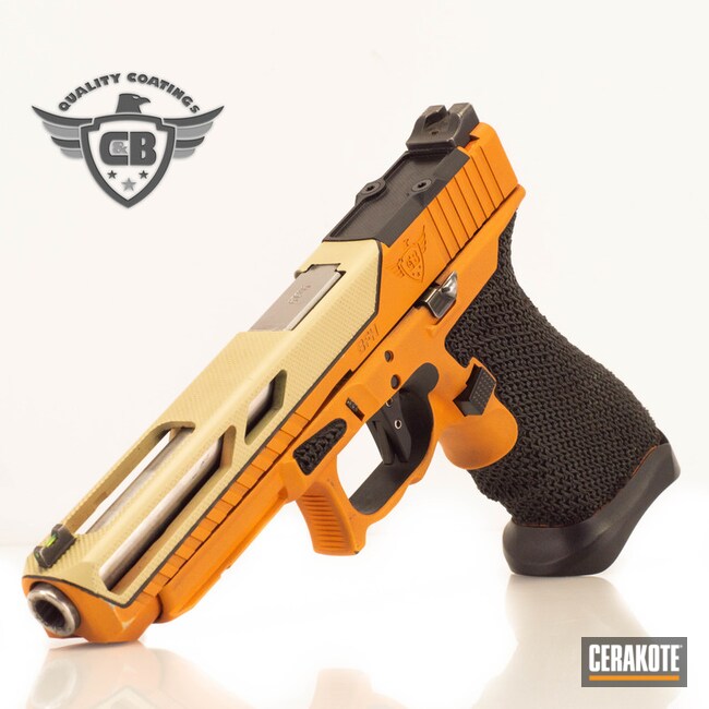Glock 34 Pistol Cerakoted Using Tequila Sunrise And Benelli® Sand