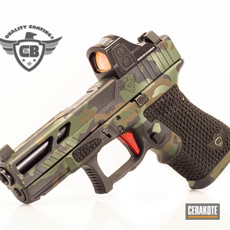 Powder Coating: Conceal Carry,Graphite Black H-146,Glock,THUNDERBOLT CAMO,RMR,S.H.O.T,C&B QUALITY COATING,Glock 19,Stippling,Slide Cut,C&B QUALITY,Holosun