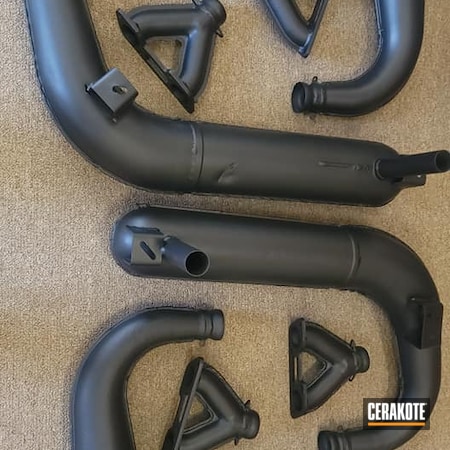 Powder Coating: CERAKOTE GLACIER BLACK C-7600,Snowmobile Exhaust,Exhaust Coating,Automotive,Exhaust,J Pipes,Exhaust Pipes,Exhaust System