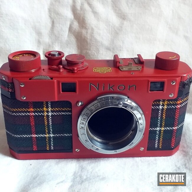 Vintage Nikon Camera Cerakoted Using Electric Yellow And Habanero Red