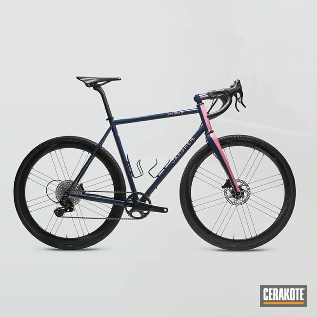 Jaegher Bicycle Frame Cerakoted Using Kel-tec® Navy Blue And Pink Sherbet