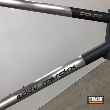 Eddy Merckx Bicycle Frame Cerakoted Using Sniper Grey