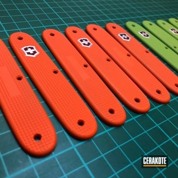 Swiss Army Knife Scales Cerakoted Using Hunter Orange And Zombie Green