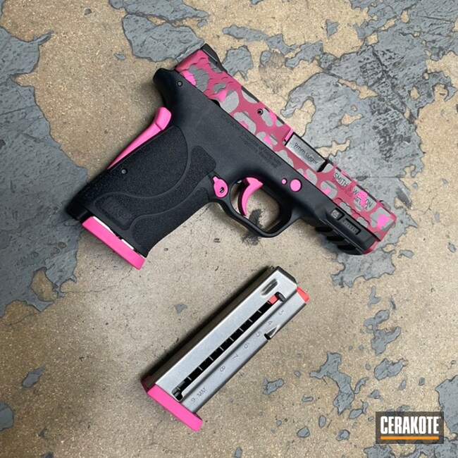 Smith & Wesson M&p Shield Cerakoted Using Sig™ Pink, Tactical Grey And Prison Pink