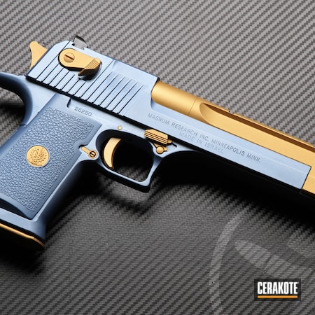 Powder Coating: S.H.O.T,Handguns,Gold H-122,50ae,Desert Eagle,POLAR BLUE H-326,Magnum Research Inc