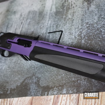 Remington 11-87 Shotgun Cerakoted Using Graphite Black And Bright Purple