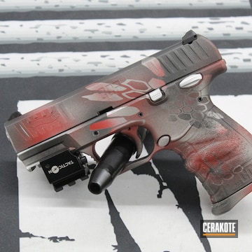 Kryptek Camo Walther Ccp Cerakoted Using Gun Metal Grey, Satin Aluminum And Cobalt