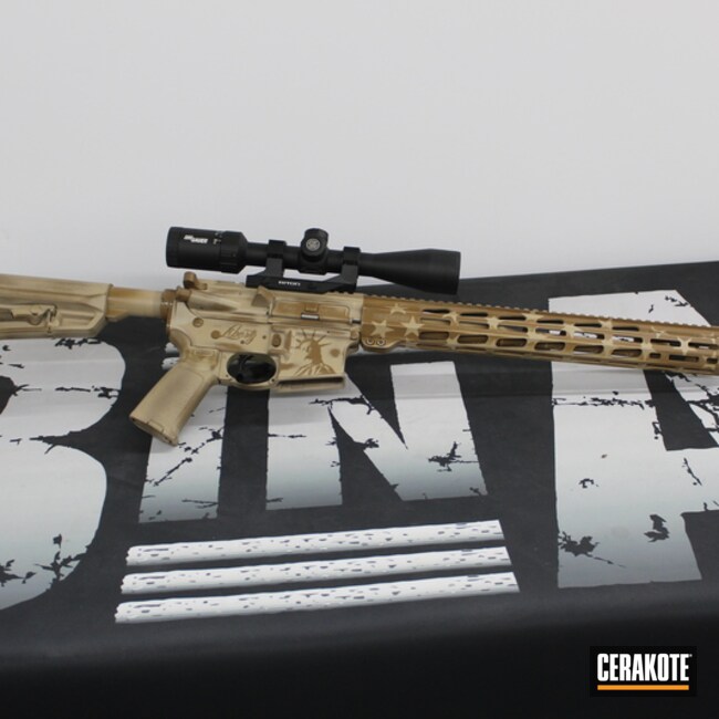 Statue Of Liberty Themed Ar Cerakoted Using Troy® Coyote Tan And Desert Sand