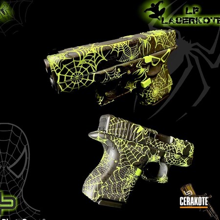 Powder Coating: 9mm,Glock 26,Gloss Black H-109,S.H.O.T,Spiderman,Bright Colors,Spiderweb,Graphite Black H-146,Glock,Zombie Green H-168,Handguns,Spiders,Compact Carry,Pistol,Zombie,HIGH GLOSS CERAMIC CLEAR MC-160,Unique