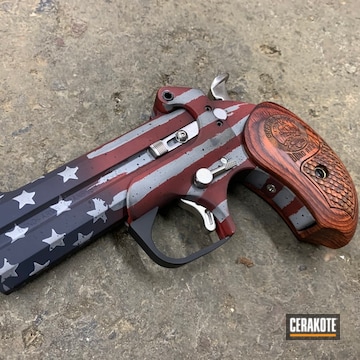 American Flag Themed Bond Arms Pistol Cerakoted Using Snow White And Graphite Black