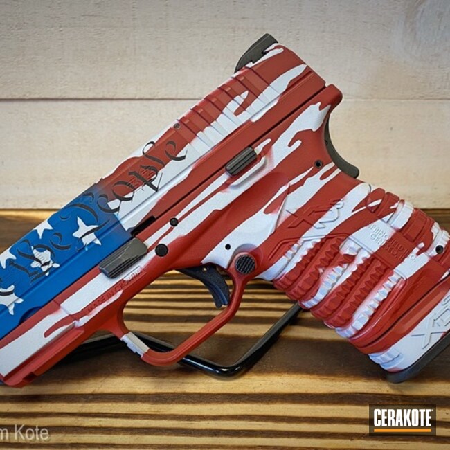 American Flag Springfield Armory Xds Cerakoted Using Hidden White, Usmc Red And Nra Blue