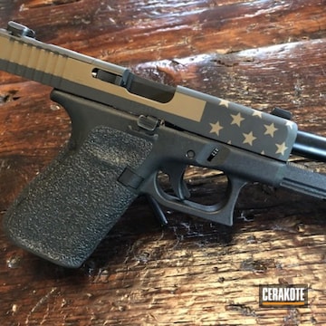 American Flag Themed Glock 19 Gen 5 Cerakoted Using Armor Black And Burnt Bronze