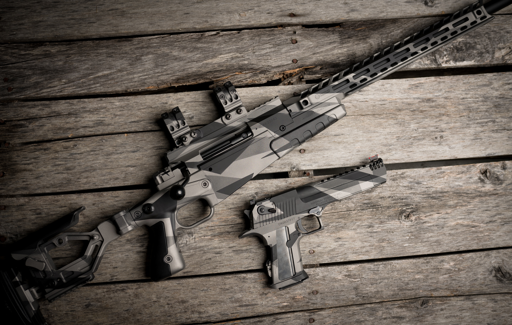 Splinter Camo Pistol and Rifle Cerakoted using Armor Black, Titanium ...