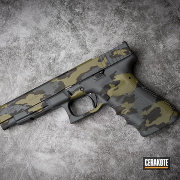 Custom Camo Glock 35 Cerakoted Using Noveske Bazooka Green, Armor Black And Sniper Grey