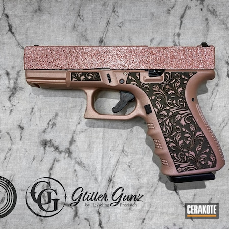 Powder Coating: ROSE GOLD H-327,9mm,Roses,S.H.O.T,Glock 19,Engraved