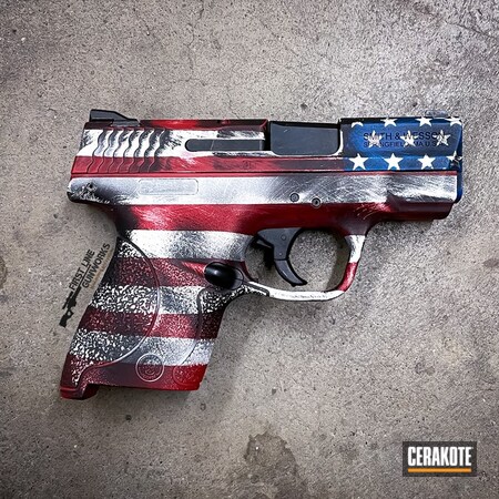 Powder Coating: Graphite Black H-146,Smith & Wesson,NRA Blue H-171,M&P Shield,S.H.O.T,Stormtrooper White H-297,USMC Red H-167,American Flag,Battleworn,Shield,Worn,Distressed American Flag