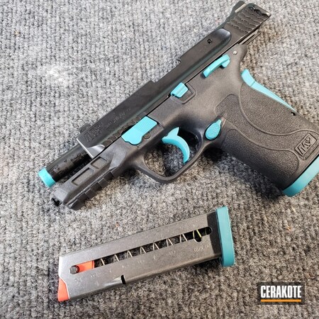 Powder Coating: Smith & Wesson,S.H.O.T,Pistol,.380,S&W,AZTEC TEAL H-349