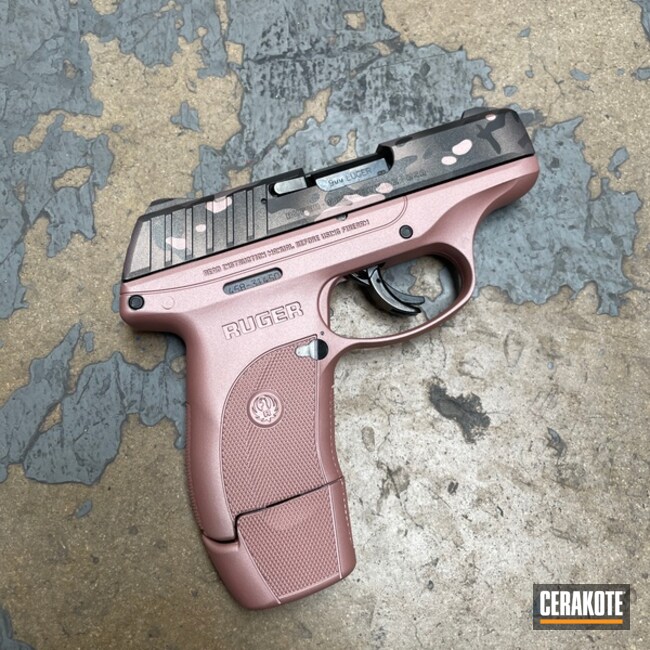 Pink Camo Ruger Ec9s Cerakoted Using Rose Gold, Tactical Grey And Graphite Black