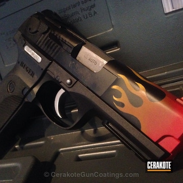 Cerakoted H-216 Smith & Wesson Red With H-243 Safety Orange And H-144 Corvette Yellow