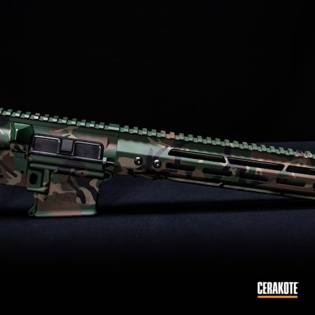 Powder Coating: Graphite Black H-146,Chocolate Brown H-258,S.H.O.T,Camo,Firearms,JESSE JAMES EASTERN FRONT GREEN  H-400,AR-15,Woodland Camo,M81,MAGPUL® FLAT DARK EARTH H-267