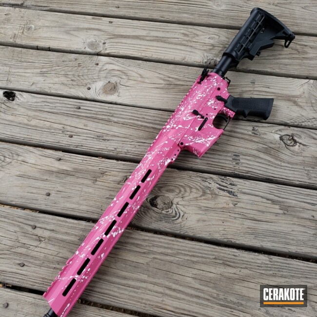 Paint Splatter Ar Cerakoted Using Sig™ Pink And Stormtrooper White