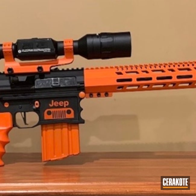 Jeep Themed Ar Cerakoted Using Hunter Orange And Graphite Black