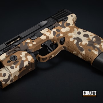 Custom Camo Smith & Wesson M&p Cerakoted Using Fs Field Drab, Fs Brown Sand And Chocolate Brown
