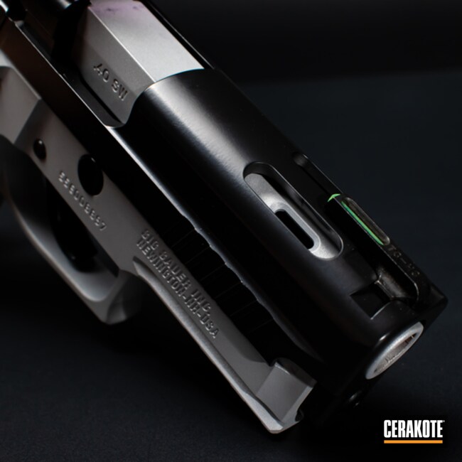 Sig Sauer P229 Cerakoted Using Satin Silver And Blackout