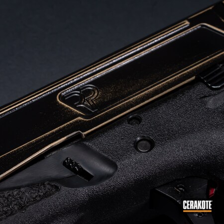 Powder Coating: Firearm,Graphite Black H-146,Glock,Distressed,S.H.O.T,Glock 17L,Gold H-122