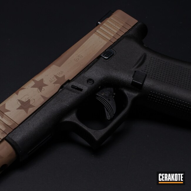 American Flag Themed Glock 48 Cerakoted Using Fs Brown Sand, Matte Brown And Copper Brown