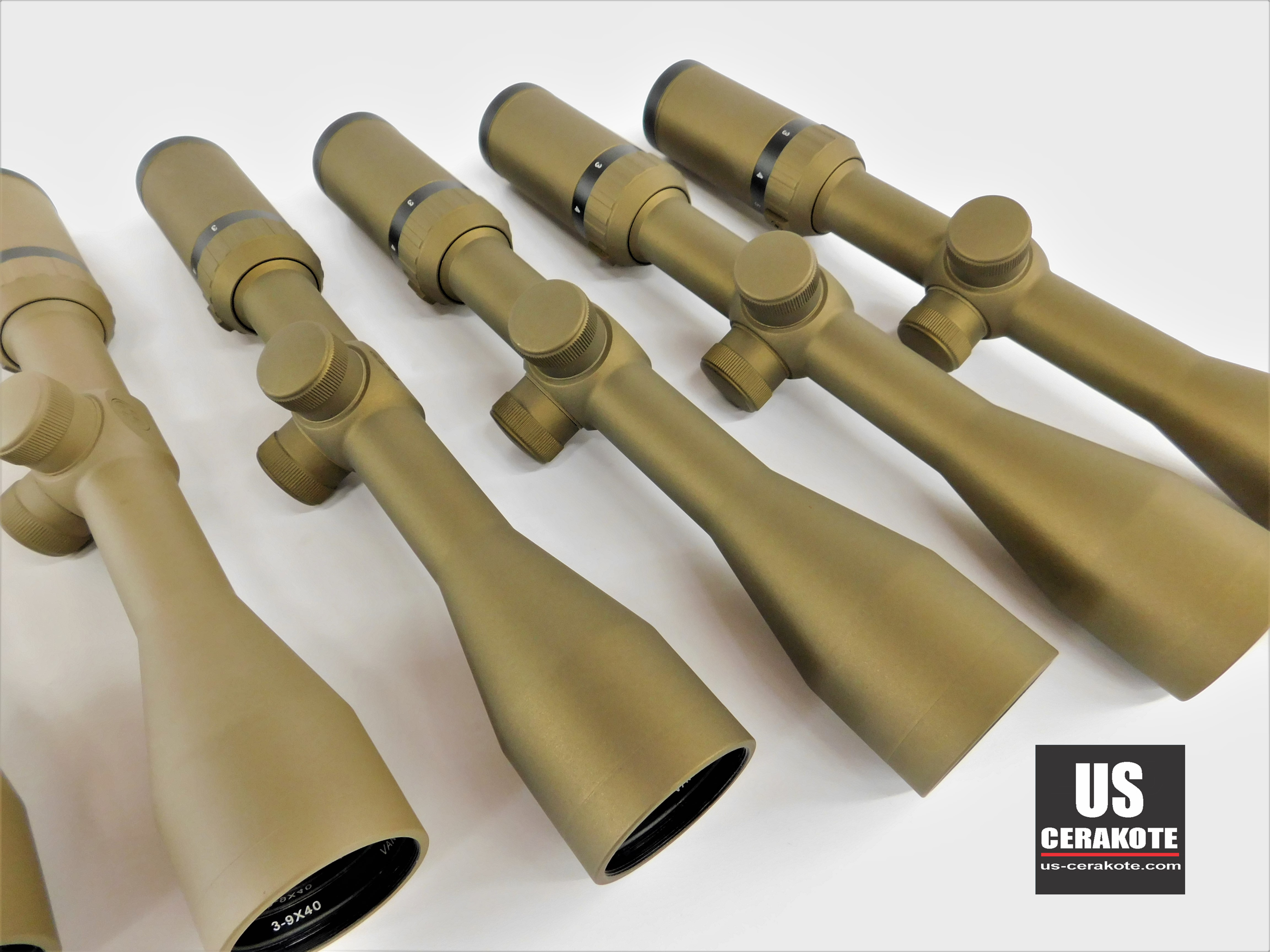 Scopes Cerakoted using Crimson, Burnt Bronze and Flat Dark Earth | Cerakote