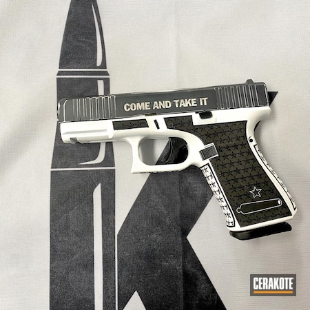 Powder Coating: Come And Take It,Bright White H-140,Glock 19,Sniper Grey H-234