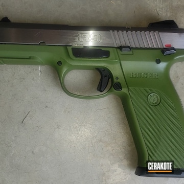 Ruger Sr9 Pistol Cerakoted Using Multicam® Bright Green