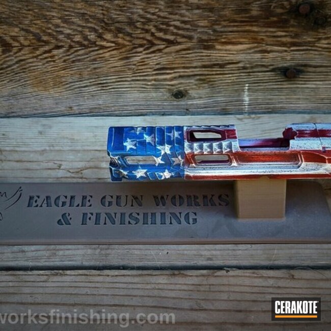 Distressed American Flag Smith & Wesson M&p Slide Cerakoted Using Hidden White, Crimson And Nra Blue