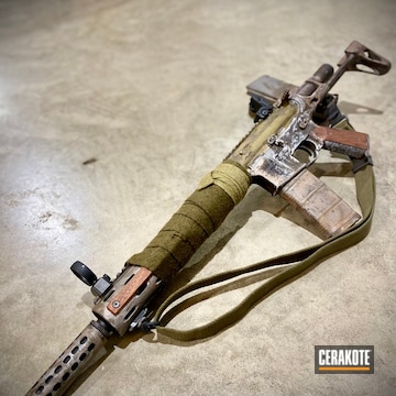 Mad Max Themed Rifle Cerakoted Using Titanium, Armor Black And Patriot Brown