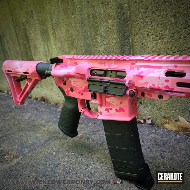 Custom Pink Camo Ar Cerakoted Using Bazooka Pink And Sig™ Pink
