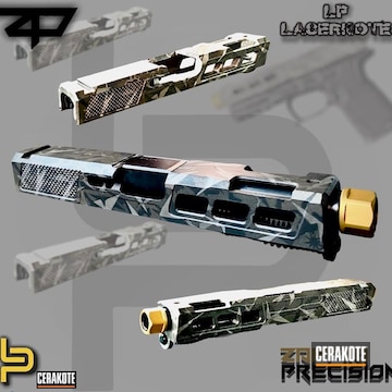 Splinter Camo Glock 19 Cerakoted Using Satin Aluminum, Stainless And Platinum Grey