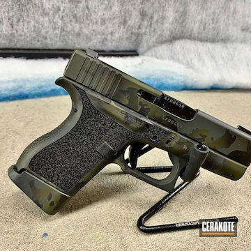 Custom Multicam Glock 43 Cerakoted Using Sniper Green, Sig™ Dark Grey And Graphite Black