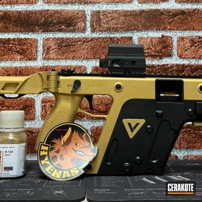 Kriss Vector Cerakoted Using Graphite Black And Gold