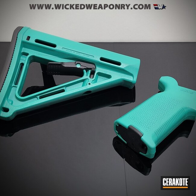 Ar Grip And Stock Cerakoted Using Sky Blue And Robin's Egg Blue