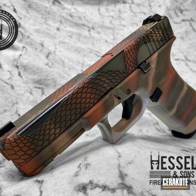 Custom Glock Cerakoted Using Frost, Desert Sand And Copper Suede