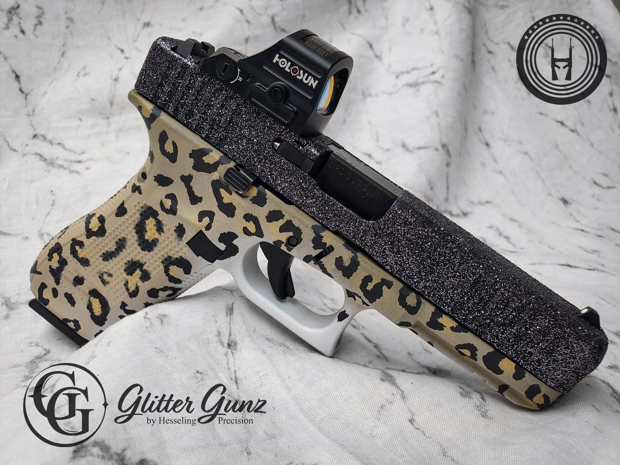 Charizard Glock Glitter and Cheetah Print Themed Glock 17 Cerakoted using Armor Black ...