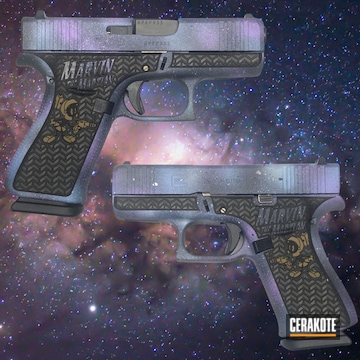 Galaxy Camo Glock 43x Cerakoted Using Blue Raspberry, Purplexed And Graphite Black