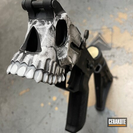 Powder Coating: Bright White H-140,Distressed,Spike's Tactical The Jack,S.H.O.T,Spike's Tactical,Armor Black H-190,AR-15,Battleworn,Worn,Skull,Lower