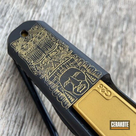 Powder Coating: 9mm,Mayan,Graphite Black H-146,Native,CERAKOTE GLACIER GOLD  C-7800,Glock 17