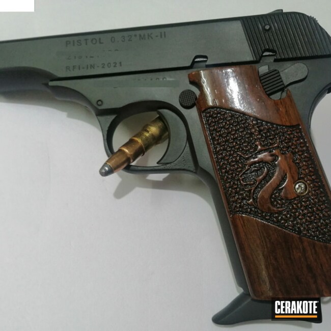 Indian Ordnance Factories Pistol And Revolver Cerakoted Using Shimmer Aluminum And Graphite Black