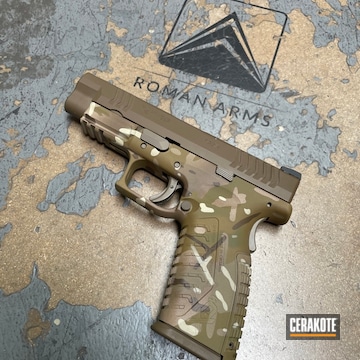 Universal Mcp Springfield Xds Cerakoted Using Mcmillan® Tan, Chocolate Brown And Benelli® Sand