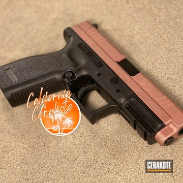 Two Toned Springfield Armory Xd-9 Pistol Cerakoted Using Rose Gold